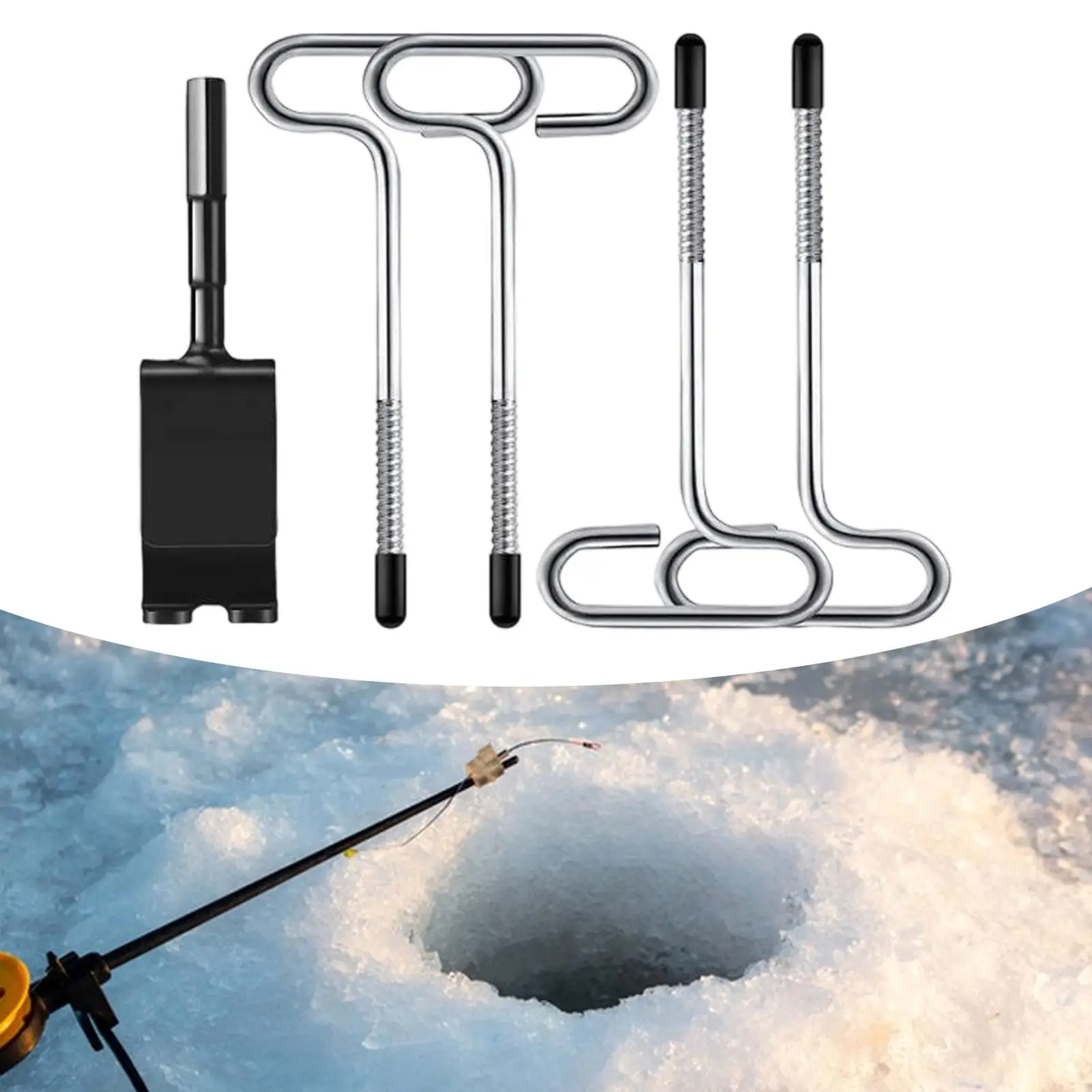 

Ice Anchor Drill Adapter Kit Gear Strong Heavy Duty with Stake Nails for Setting up Ice Fishing Shelter Tent Camping Fishing