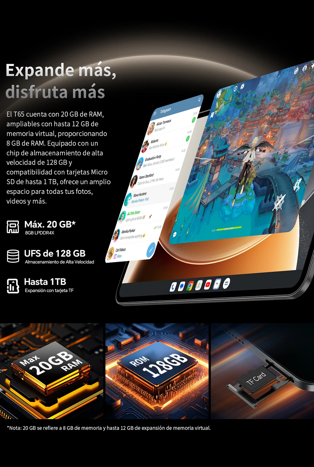 Teclast T65 Android 16 Tablet 120Hz Unisoc T7280 13.4'' Tddi, (8Gb+12Gb)20Gb Ram, 128Gb Rom, 8-Core Tablets, Mali-G57, 1920X1200, 8000Mah, 4g Volte, Wifi, Gps, 13Mp+5Mp