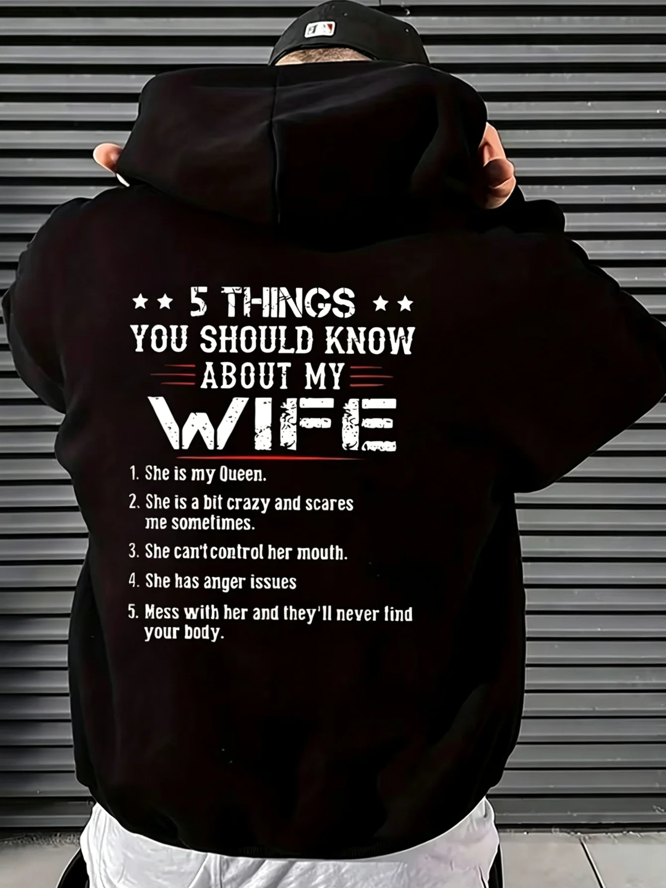 Humorous Captions for Wives Printed Premium Hoodies Men's Spring Autumn Winter Long Sleeve Casual Hoodies