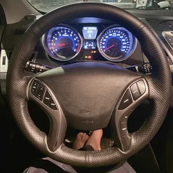 Car Steering Wheel Cover Faux Leather For Hyundai Elantra 2011-2016 Avante i30 2012 2013 2014-2016 Steering Wheel Braiding Cover