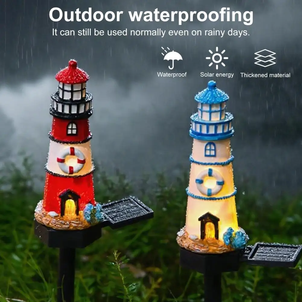 45cm Lighthouse Solar Light Waterproof Garden Solar Light Lighthouse Walkway Light With Spike For Flower Beds Courtyard Patio