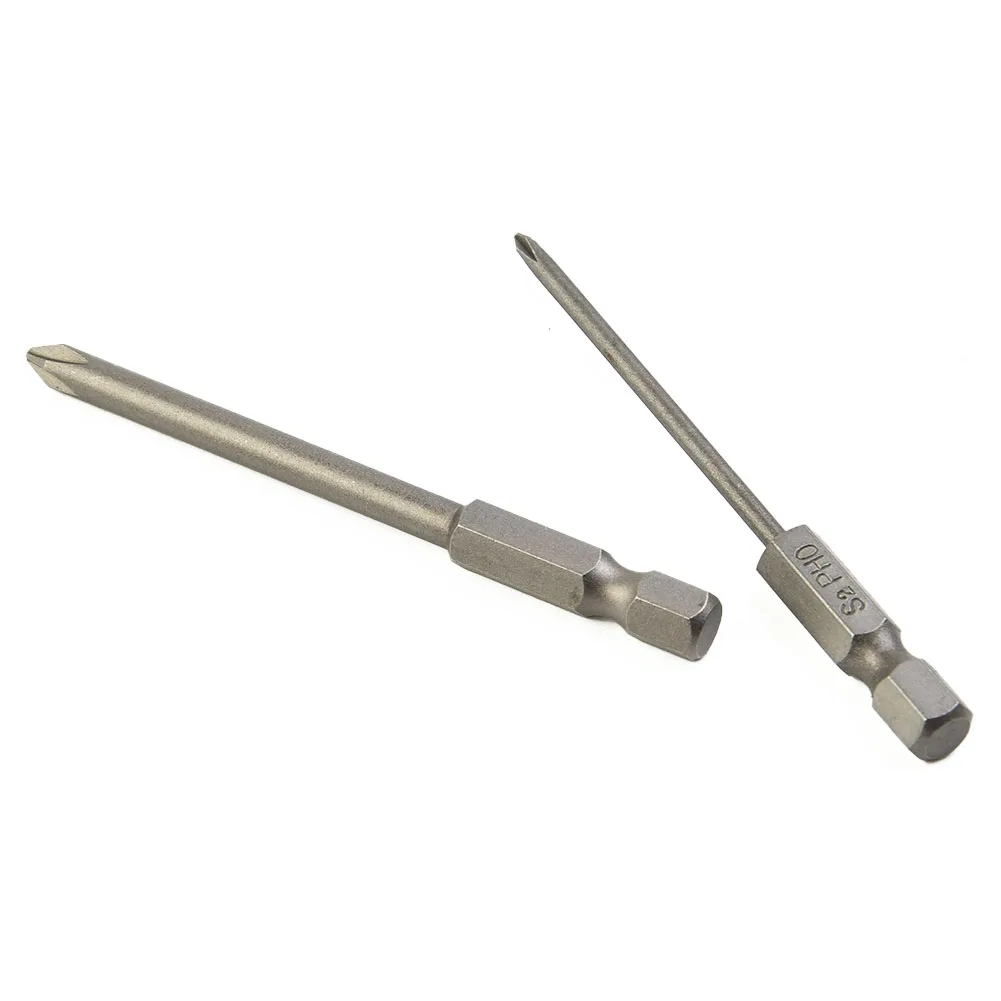 8pcs 75mm Long Alloy Steel Magnetic For Cross Head Screwdriver Bits Set With 6.35mm Hex Shank For Electric Drill And Hand Driver
