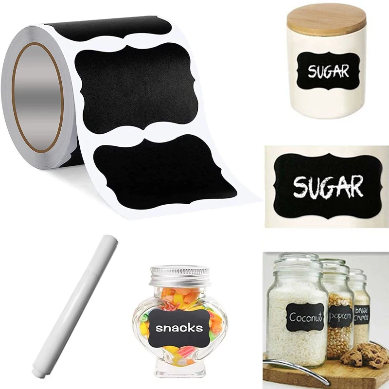 Waterproof Chalkboard Stickers Kitchen Spice Label Stickers Household Jar Bottle Labels Spice Writing Tag Sticker 1 Roll 120 Pcs