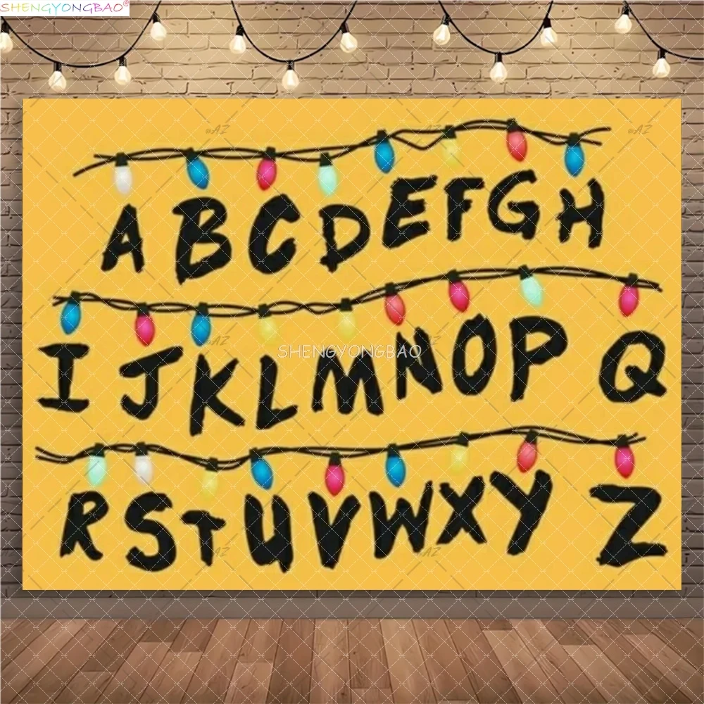 

American TV Stranger Luminous Letter String Photography Backdrops Prop Alphabet Light Baby Birthday Party Background ZZ-05