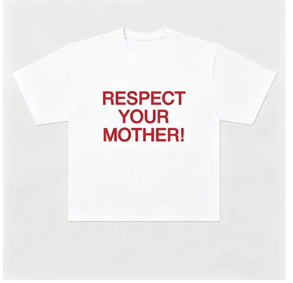 Family Matching T‑Shirt Black Bold Red Respect Your Mother Slogan Chest Print Casual Street Statement Graphic Short Sleeve Tee