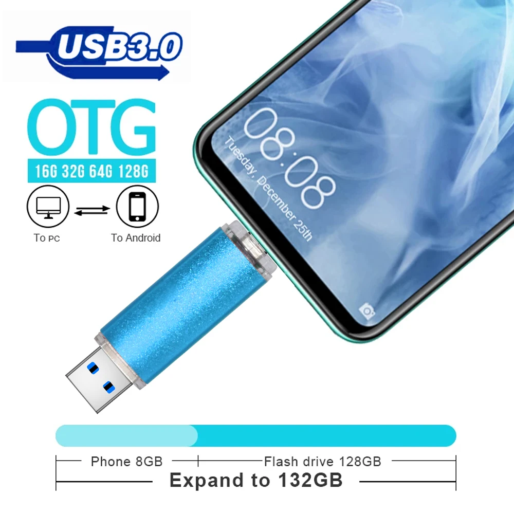 Type-C Smart Phone USB 3.0 Flash Drive 128GB Metal Pen Drives 64GB Wholesale Custom LOGO Memory Stick 256 Real Capacity