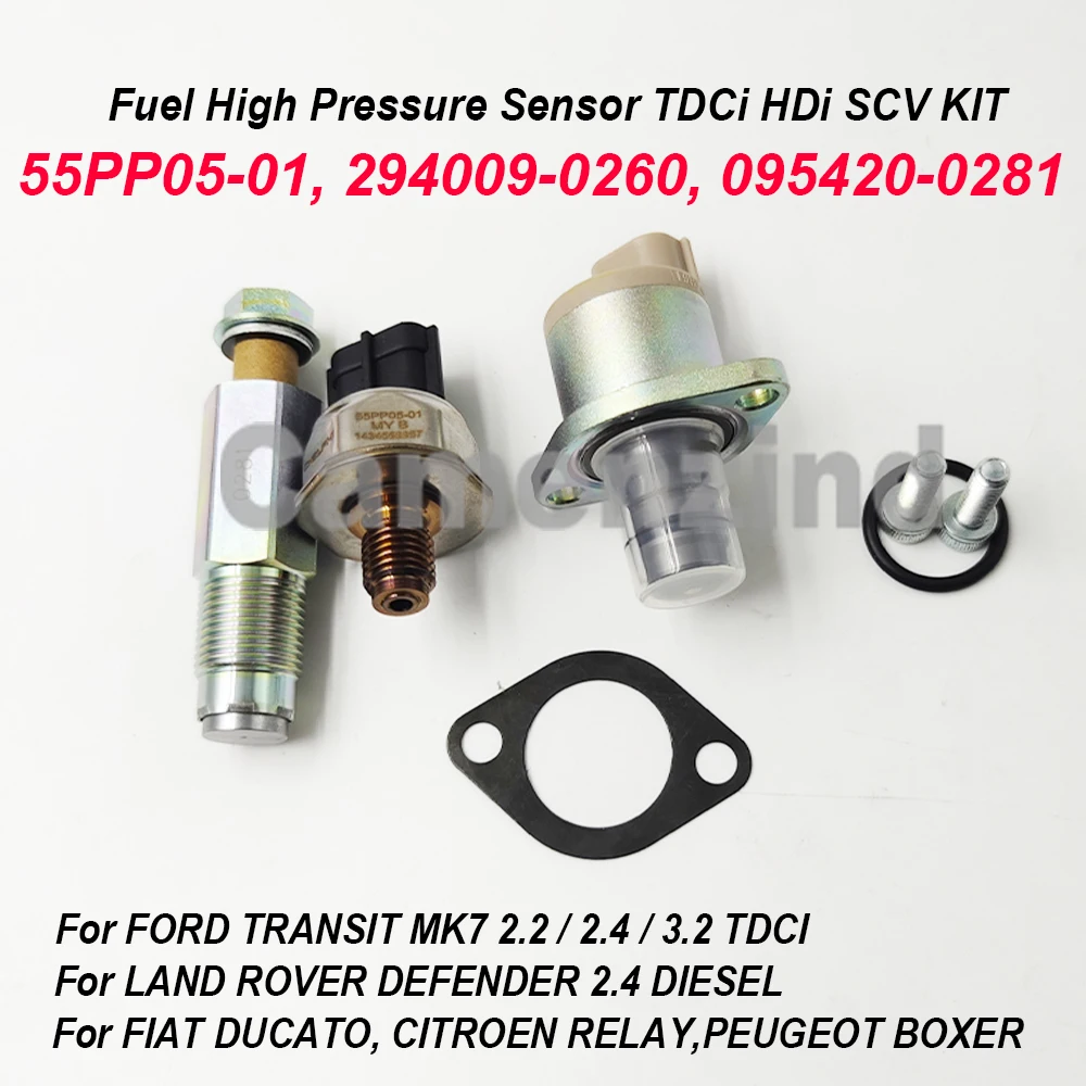 

294200-0360 6C1Q-9H321-AB 55PP05-01 294009-0260 095420-0281 For DENSO High Pressure Sensor TDCi HDi SCV KIT for Ford Transit