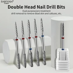 Double Headed Tungsten Steel Nail Drill Bits Remove Cuticle Nail Polish Head Electric Polishing Machine Accessories