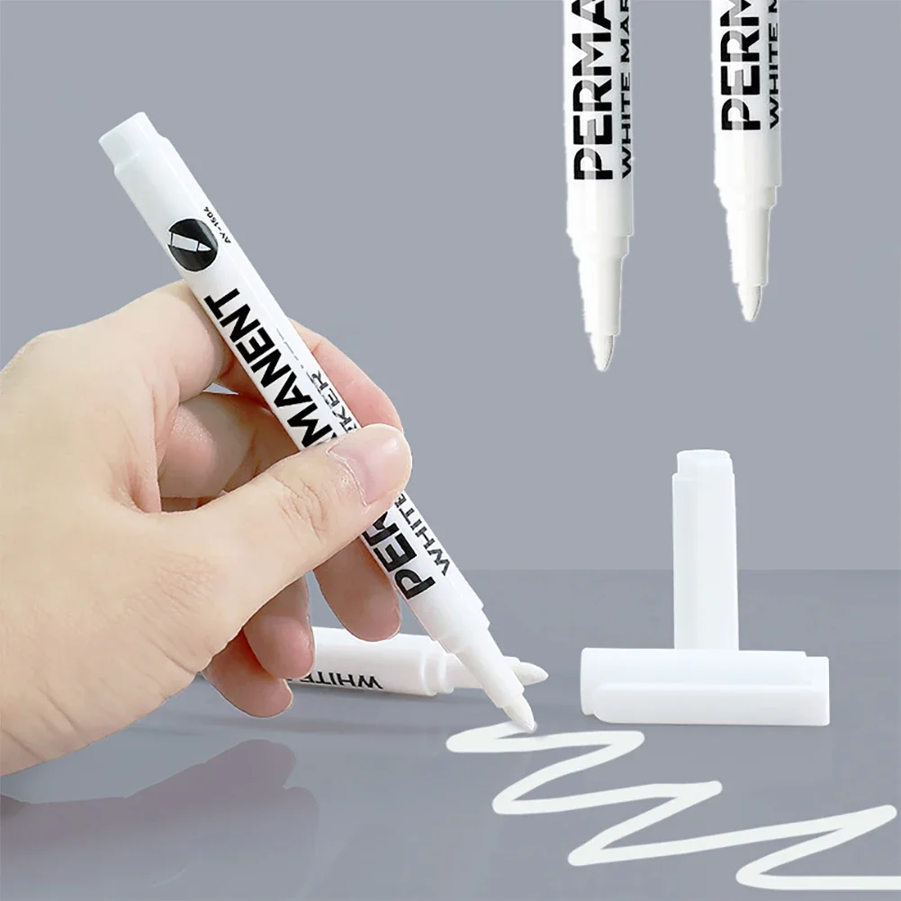 1/12Pcs White Permanent Paint Pen set for Wood Rock Plastic Leather Glass Stone Metal Canvas Ceramic Deep Hole Marker 1.0mm