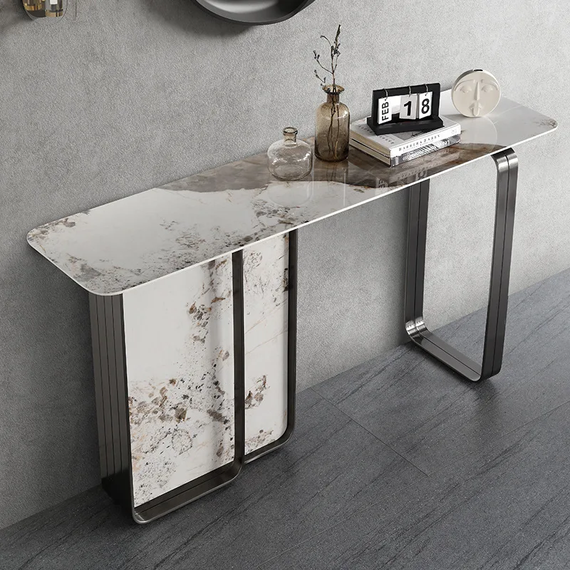 Slate entrance table Large apartment villa High-grade marble entrance table Bar table