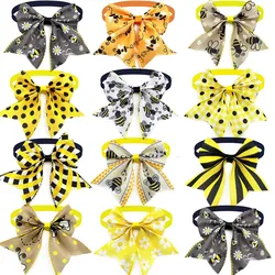 50pcs Summer Small Middle Dog Bow Tie for Small Dog Bows Bee Style Pet Dog Bowties Collar for Dogs Pets Grooming Accessories