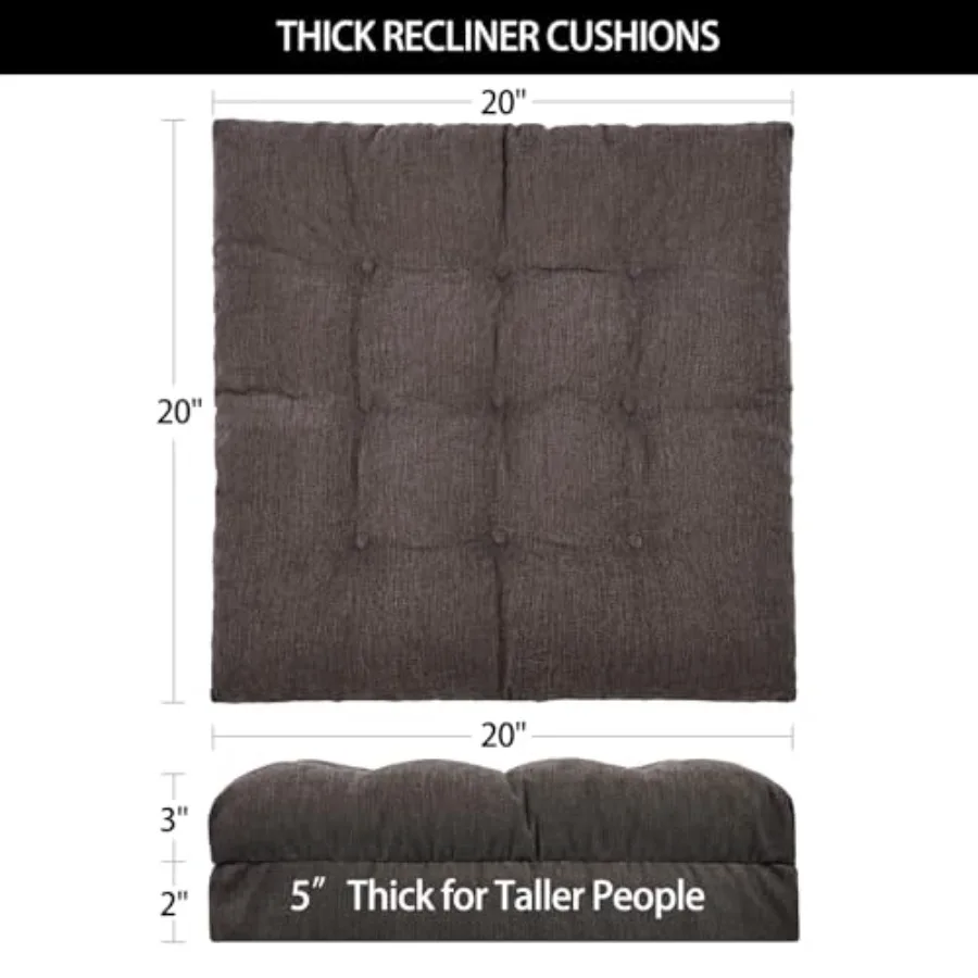 Recliner Cushions for Elderly, 20x20x5 Inch Thick Chair Cushion Patent Design Soft Tufted Dual Layer Booster Seat Cushions for