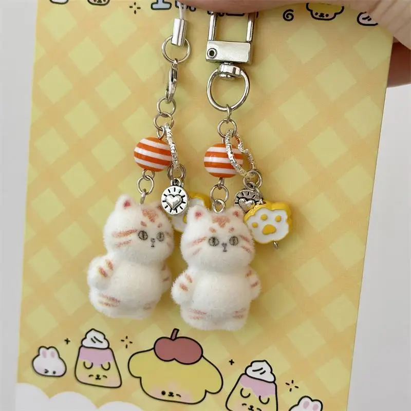 

Милая флокированная сумка с котенком, аксессуары, кулон, ремешок, цепочка для телефона, милое животное, кошка, рюкзак, очаровательный подвесной орнамент, подарок для пары