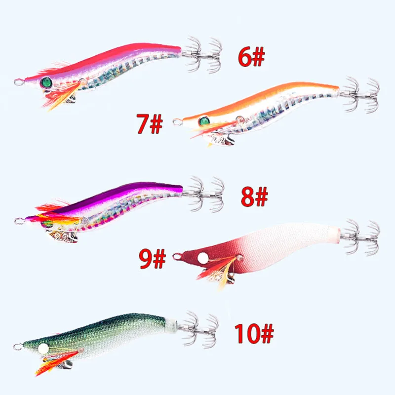 Fishing Lure 7cm 9cm 1.8# 2.2# Luminous Squid Jig Fishing Wood Shrimp Lure Squid Cuttlefish Octopus Bait Cuttlefish Sea Tackle