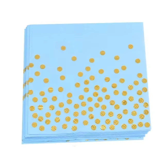 Blau-Gold Gepunktete Party-Deko Geburtstagsdekoration Einfarbige Teller Becher Tischdecke Babyparty Freundesparty Deko Geschenk – Detail 4