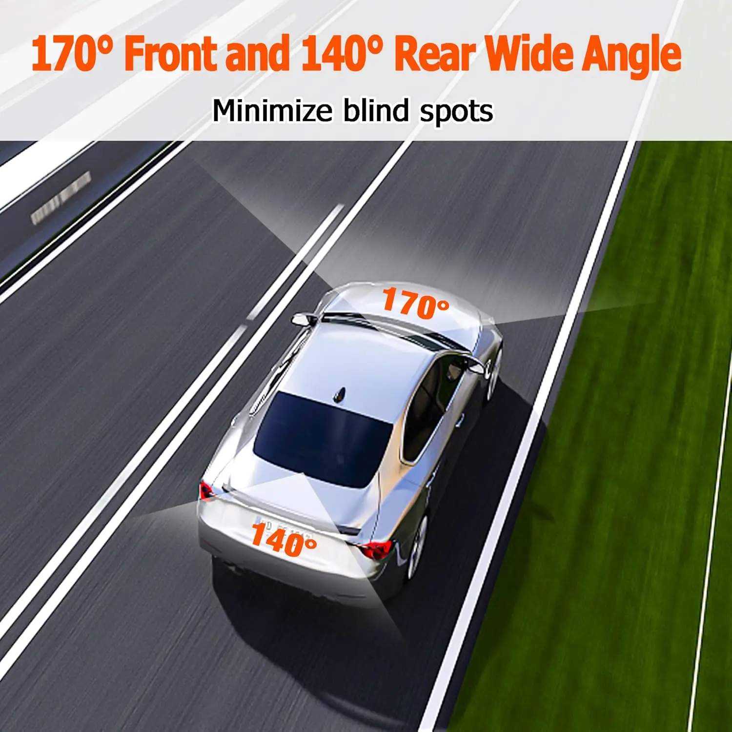 Dashcam Ganda 1080P dengan SD 32GB, LCD 3', Tipe-C, HDR, Sensor-G, Penglihatan Malam