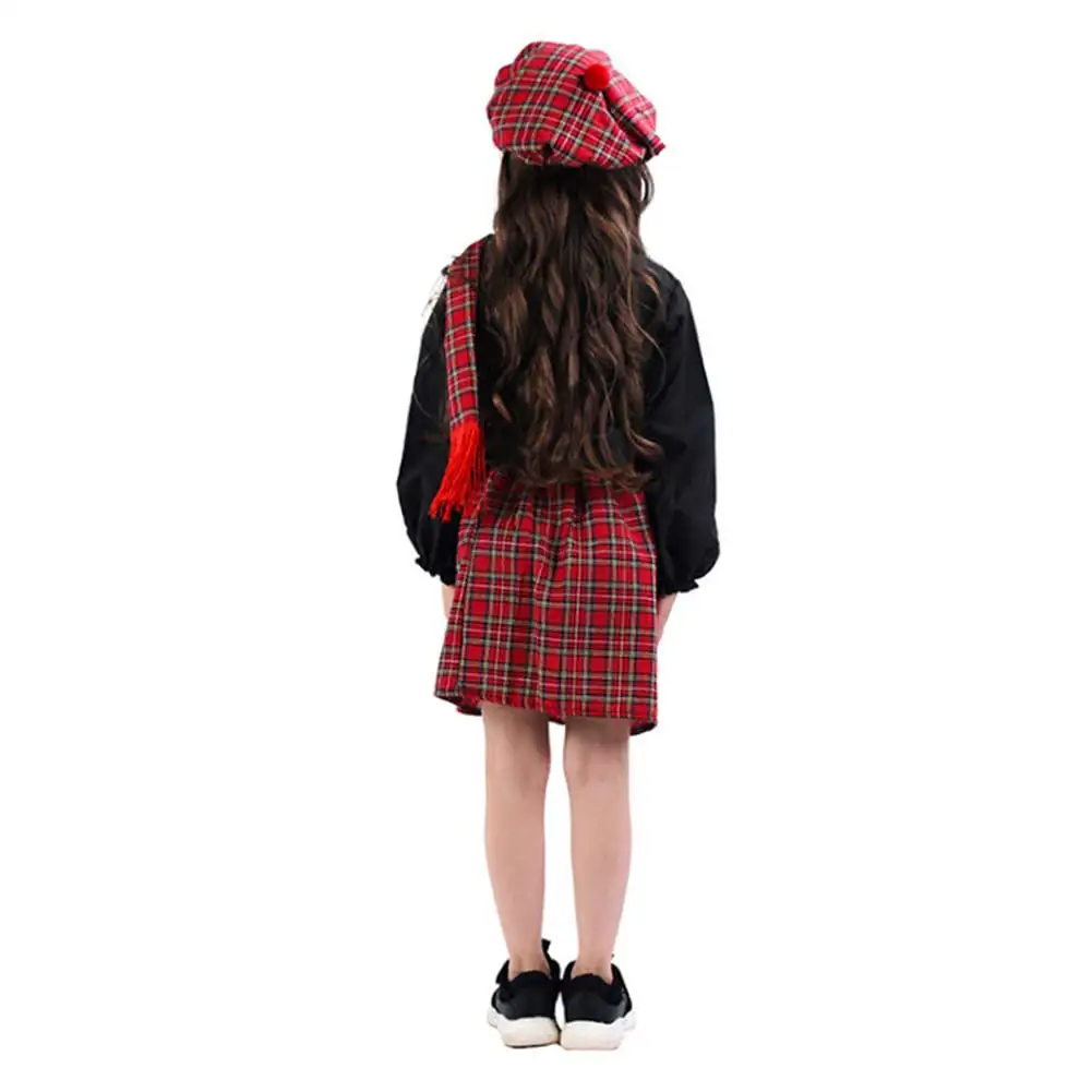 Halloween Scotland Skirt Suit Cosplay Costume Children Dress Kid Drama Stage Performance For Girl Boy Clothing