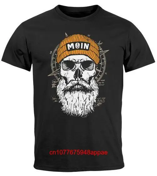 Mens Moin Skull Windrose Compass Frontprint T Shirt Print long or short sleeves