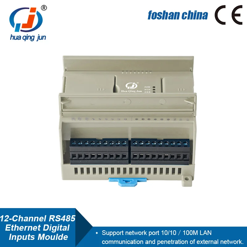 

Huaqingjun 12-Channel RS485 Ethernet Digital Input Module Modbus RTU/TCP Data Acquisition RJ45 12DI Module for IoT Automation