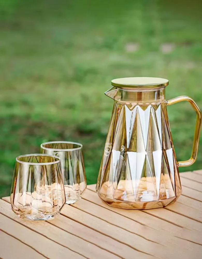 1600ML Heat-Resistant Nordic Glass Kettle Large Capacity Cold Water Tea Juice Cup for Household Living Room