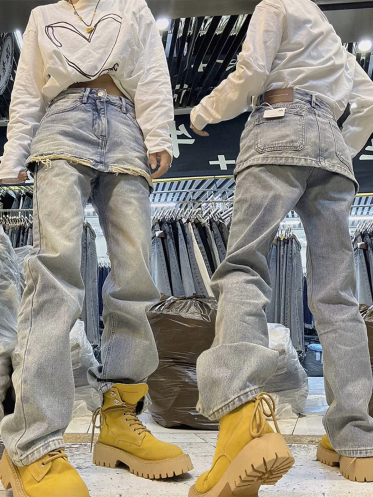 

High Waist Wide Leg Straight Cut Jeans Women's Spring 2026 New Style Slimming Skinny Version plus Size Denim Pants