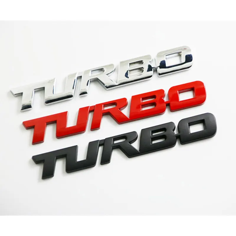3D Metal Logo TURBO Emblem Creative Letters Nameplate Trunk Decal Turbo Sticker Car Boost Badge Auto Car Styling Accessories