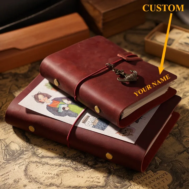 Handmade Top Grain Leather A7 Traveler Notebook Vintage Loose Leaf Journal Binder Diary Planner Refillable Custom Engraving
