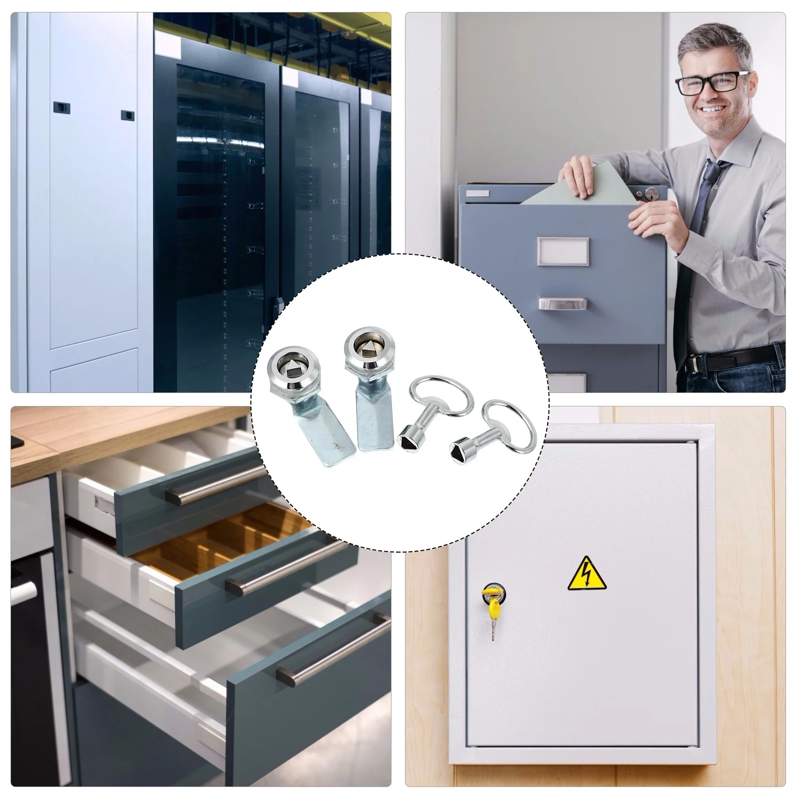 2 مجموعة مثلث قوي سبائك الزنك الباب لصندوق التوزيع خزانة الطاقة دائم صندوق كهربائي قفل أقفال خزانة الأدوات