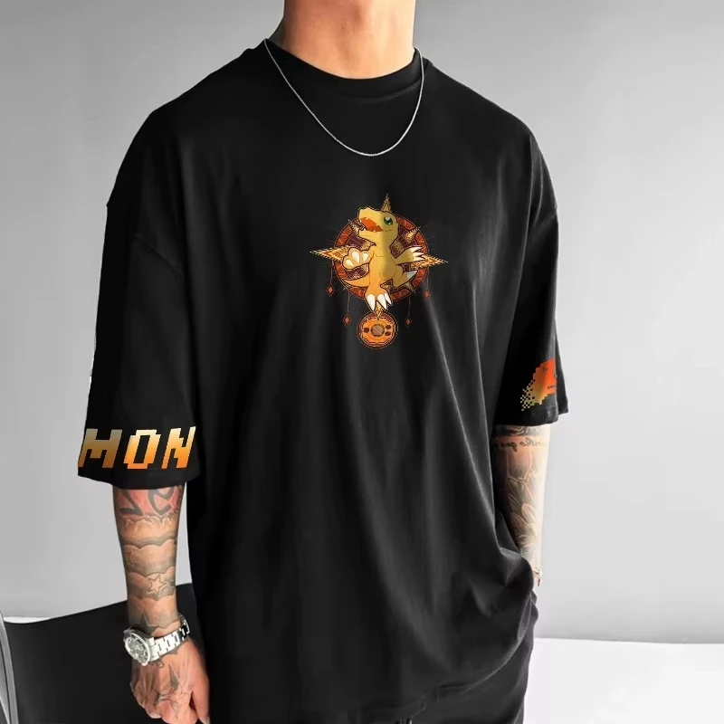 Digimon Adventure Anime War Greymon T-shirt Summer Men's Clothing Women's Y2K Casual Harajuku Versatile Short Sleeve T Shirt