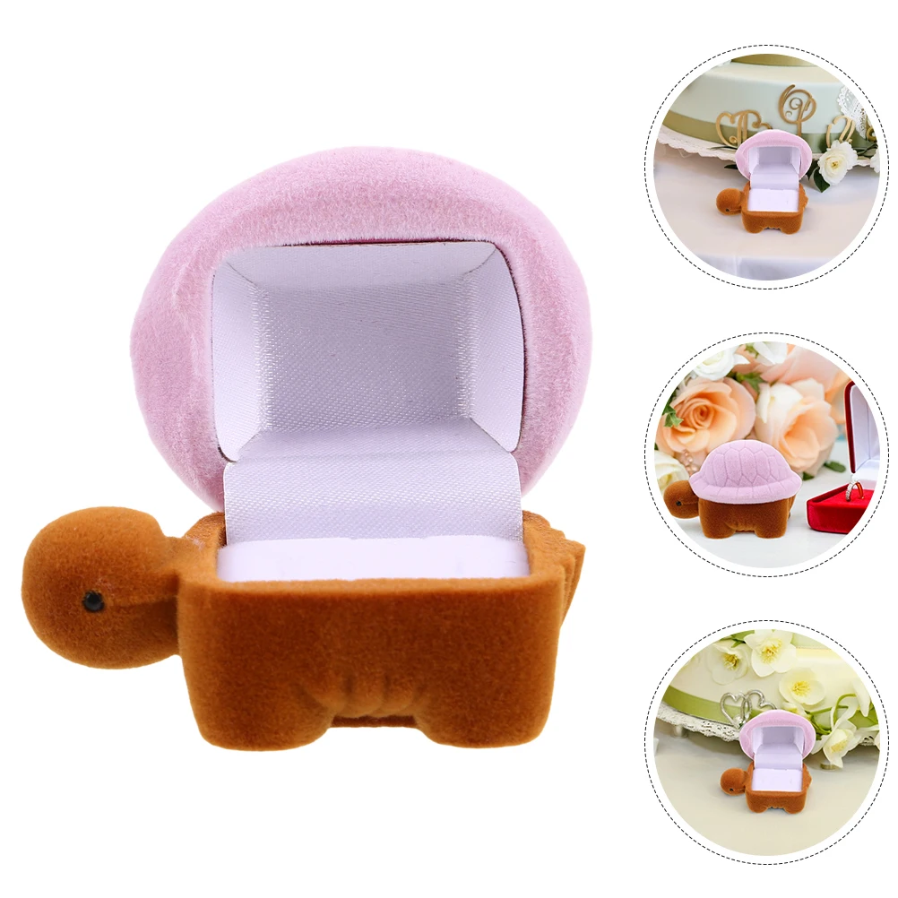 

2pcs Turtle Shaped Jewelry Box Soft Material Compact Portable Earrings Rings Organizer Travel Ear Studs Holder Decorative