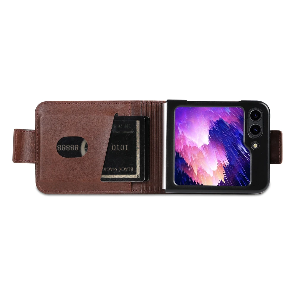 الراقية الأعمال Sle Bla المغناطيسي إغلاق حافظة هاتف جلدية لهاتف سامسونج غالاكسي Z Flip 7 6 5 4 3 للصدمات مع غطاء حقيبة للبطاقات