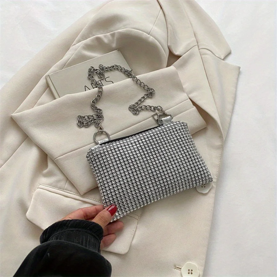 

1PC Mini Rhinette Ladies Full Rhinestone Bag Single Shoulder Crossbody Bag Hand Bag Lipstick Party Decoration Bag