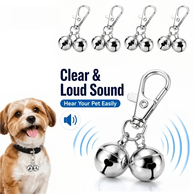 2Pcs Pet Collar Bells Zinc Alloy Lobster Clasp Keychain Bell Durable Easy Install DIY Pendant for Cat Dog Collar Accessories