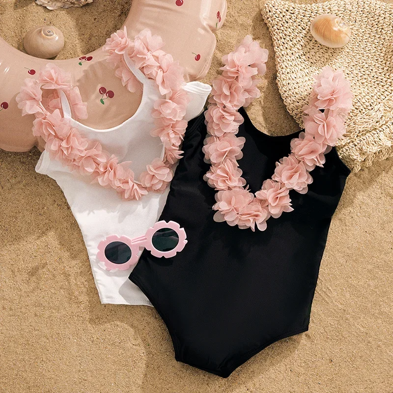 1-5T Toddler Baby Girls New Swimsuit One Piece Swimsuit 2023 Fashion Flower Swimwear For Children Summer Bathing Suits