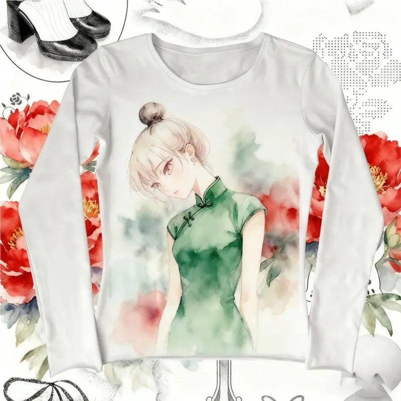 

Y2k Style Long-sleeve Tops Streetwear Women Harajuku Retro 90s Emo Casual Punk Baby Kawaii Girls Long-sleeve Print Anime Tees