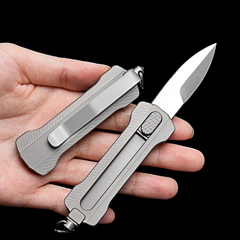 Titanium Alloy Pocket Knife Sliding Blade D2 For Everyday Carry Razor Sharp With Pen Clip Camping Hiking Outdoor EDC Tool New