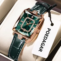 Reloj de pulsera POEDAGAR Original de lujo para mujer, Reloj de cuero resistente al agua con fecha para mujer, relojes elegantes de cuarzo de alta calidad para mujer, Reloj