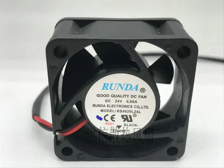 RUNDA RS4020L24L DC 24V 0.06A 40x40x20mm 2-przewodowy wentylator chłodzący serwer