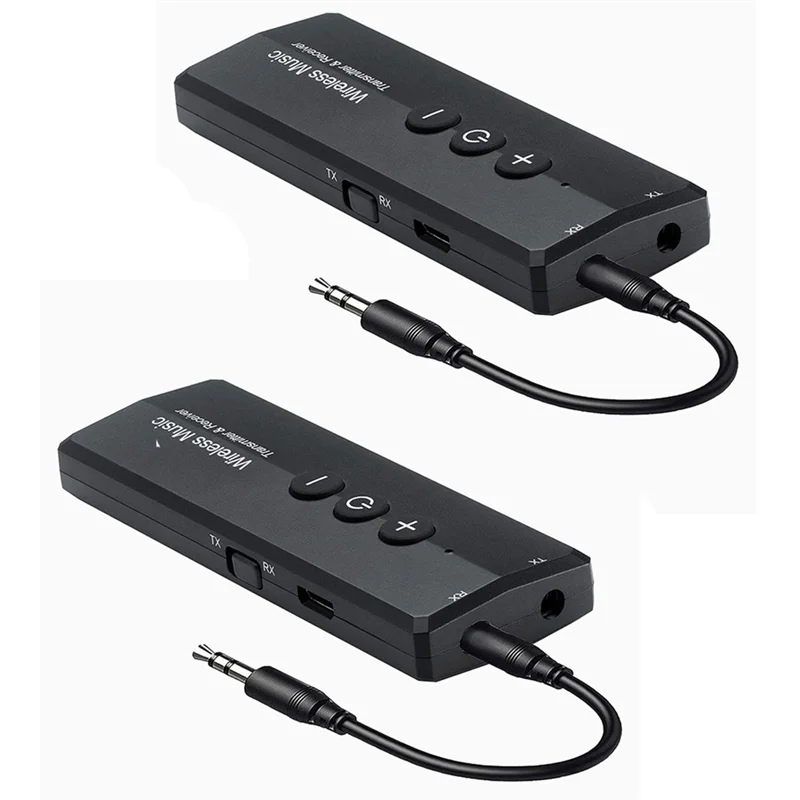 2X Bluetooth 5.0 송신기 수신기 3-In-1, TV PC 헤드폰 용 무선 3.5Mm 오디오 어댑터 홈 사운드 시스템 Car-BCBW
