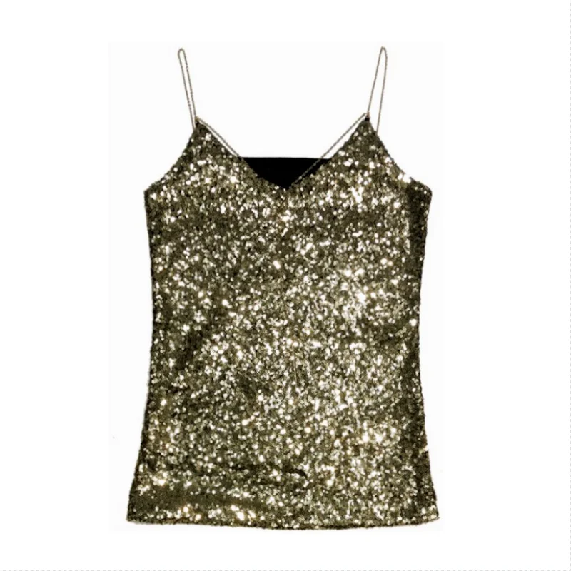 Sparkling Sequins Tank Sexy Party Club Sexy Streetwear  Tank Top Women  All Neon Store Clothes  Y2k Tops  Bustier   Gothic Top