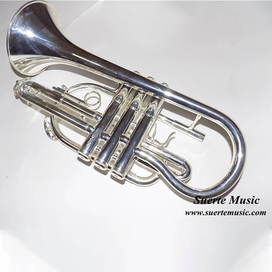 Bb Flat Cornet trumpet Instrument Silver plated Trompeta with mouthpiece and Carry Case Musical Instrument Professional