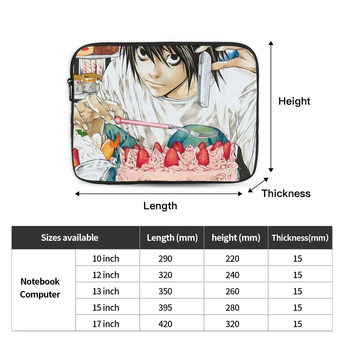 Deaths Notes Ryuk Anime Notebook Laptop Bag Case Pouch 10 12 13 15 17 Inch For Macbook Air Pro Tablet Shockproof Case Bag