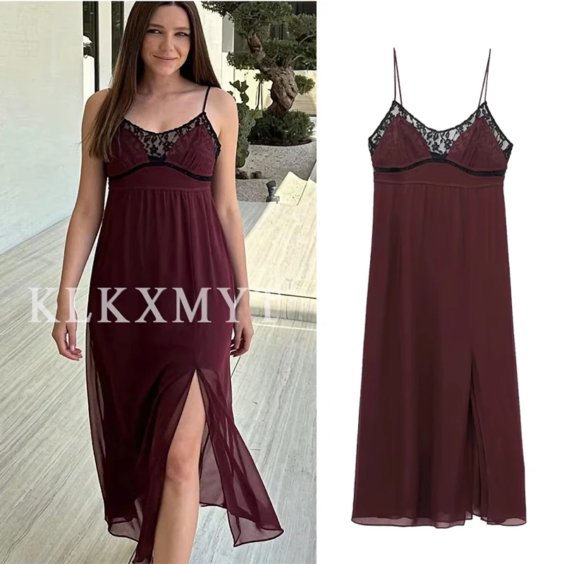 المرأة مثير فستان الرسن 2025 أزياء من الدانتل لصق أكمام عارية الذراعين الرسن فساتين النساء الصيف أنيقة فساتين الحفلات المسائية #1