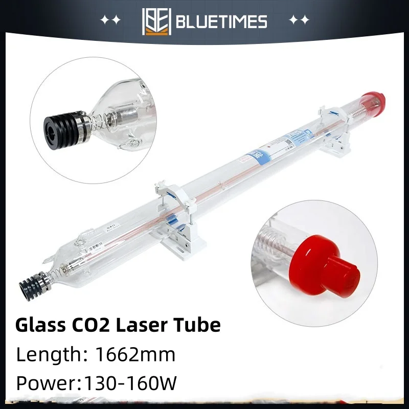

Стеклянная лазерная трубка с CO2-лазером Bluetimes, 130–160 Вт, длина A6s, диаметр 1662 мм, 80 мм для лазерной гравировальной резки CO2 (фрахт в комплект не входит)