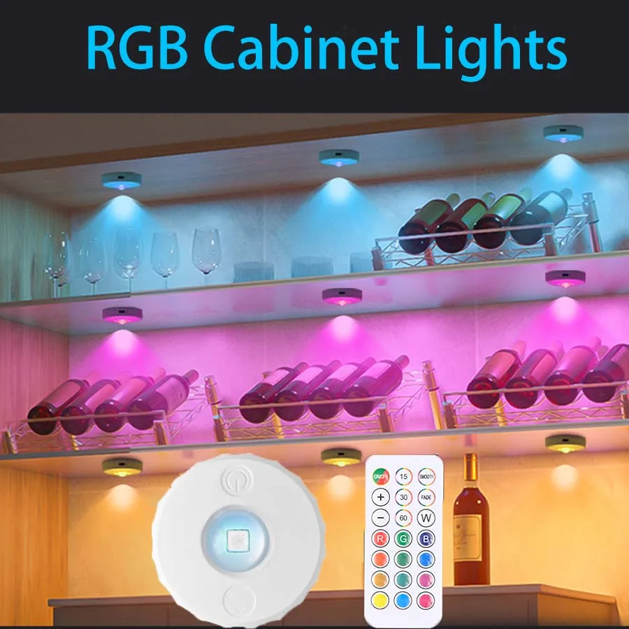 Magnetic/Stickable Wall Light LED Light Dimmable RGB Remote Control Suitable for Cabinet Wine Cabinet Display Cabinet Decoration