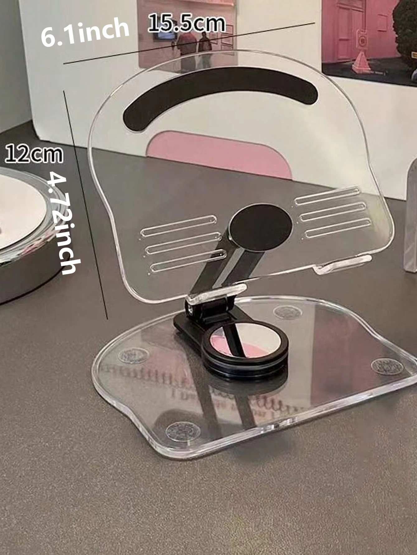 2Pcs Acrylic Tablet and Phone Stand, Suitable for Phones and Tablets from 4.7 to 12.9inch Inches - Cute and Easy to Use, 360° Rotation ° Rotatable, Foldable, and Easy to Carry, Available in Black, Pink, and White.