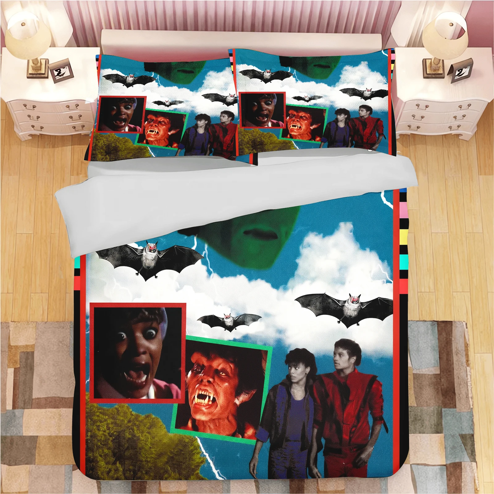 M-Michael J-Jackson T-Thriller Duvet Cover Set Home Style Bedding Soft Laundry Cotton Bed Student Dormitory Gift