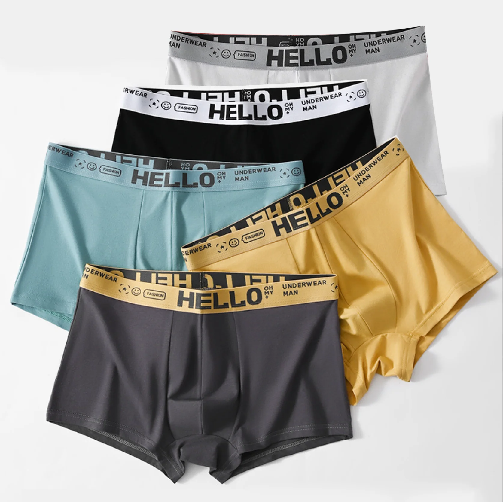 5pcs Men's Underwear, Breathable Comfy Quick Drying Stretchy Boxer Trunks, Sexy Underpants, Men's Trendy Boxer Panties