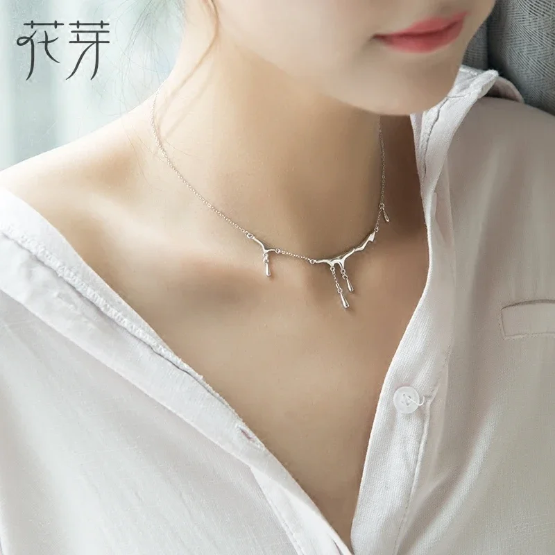 Thaya Original Design Falling Rain Injury S925 Sterling Silver Necklace Simple Choker Necklace Female Jewelry Gift for Women