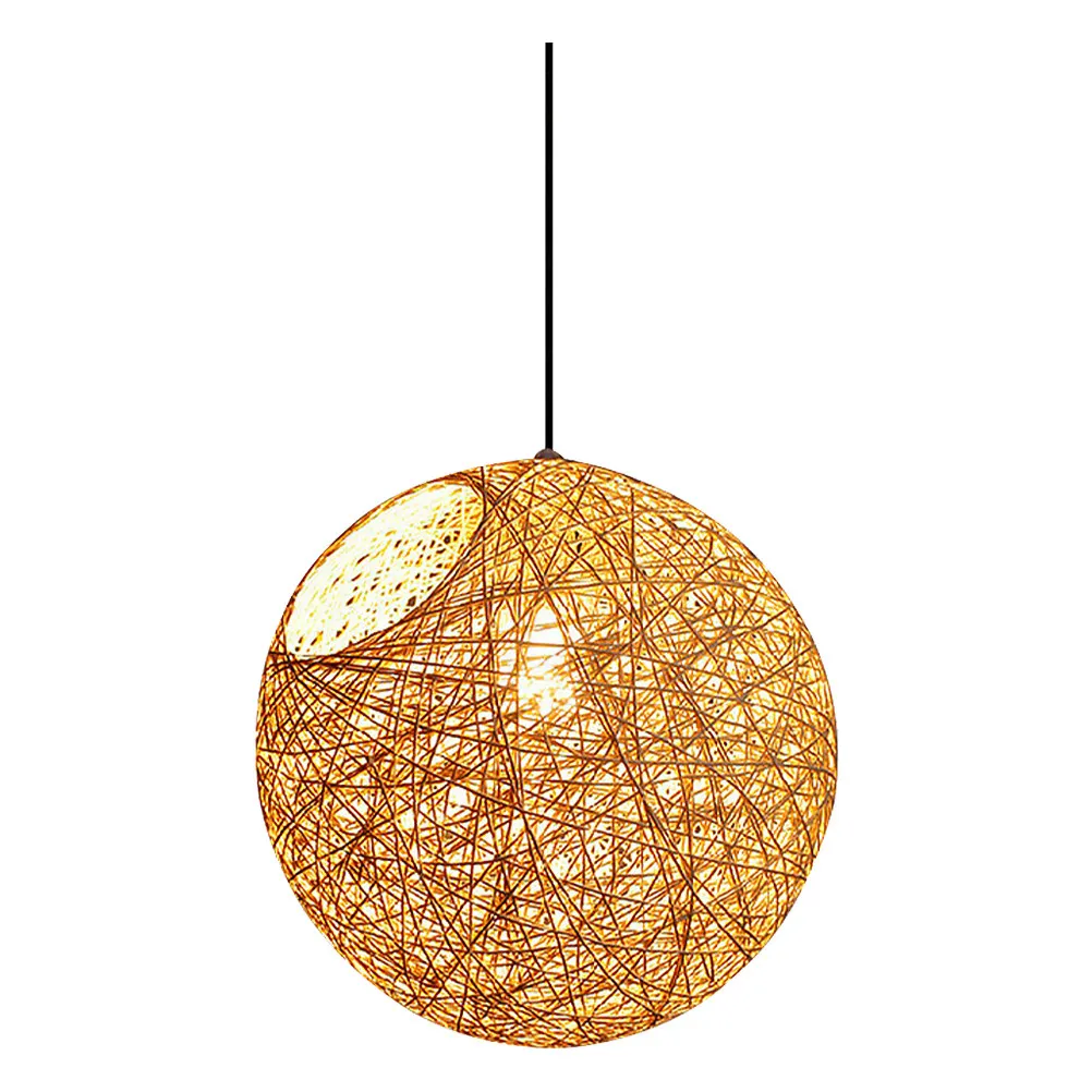 1Pcs Rattan Ball Chandelier Handwoven Natural Fiber Hanging Lamp for Living Room Bedroom Bar Cafe Romantic Home Decor Ceiling
